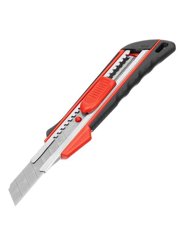 Нож, 18 мм, выдвижное лезвие, металлическая направляющая, эргономичная двухкомпонентная рукоятка Matrix