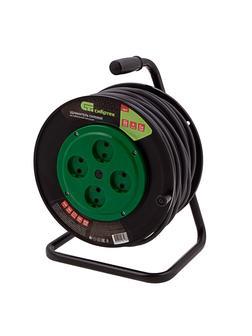 Удлинитель силовой 50 м, 16А, тип УХ10, ПВС, усиленный, на кабельной катушке, 4 розетки без заземления Сибртех