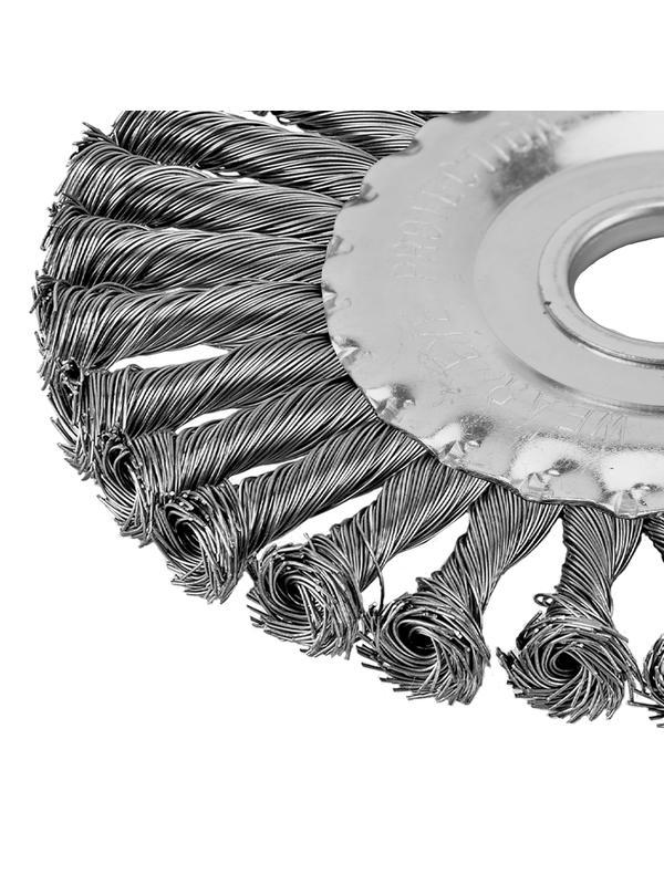 Щетка для УШМ 125 мм, посадка 22.2 мм, плоская, крученая металлическая проволока Сибртех