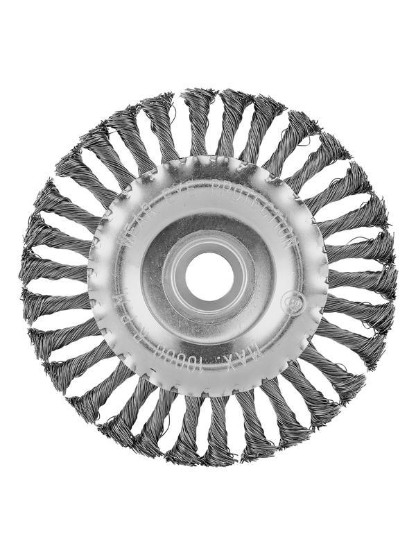 Щетка для УШМ 125 мм, посадка 22.2 мм, плоская, крученая металлическая проволока Сибртех