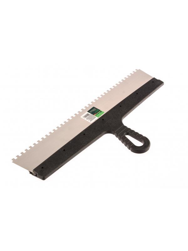 Шпатель из нержавеющей стали, 450 мм, зуб 6 х 6 мм, пластмассовая ручка Сибртех