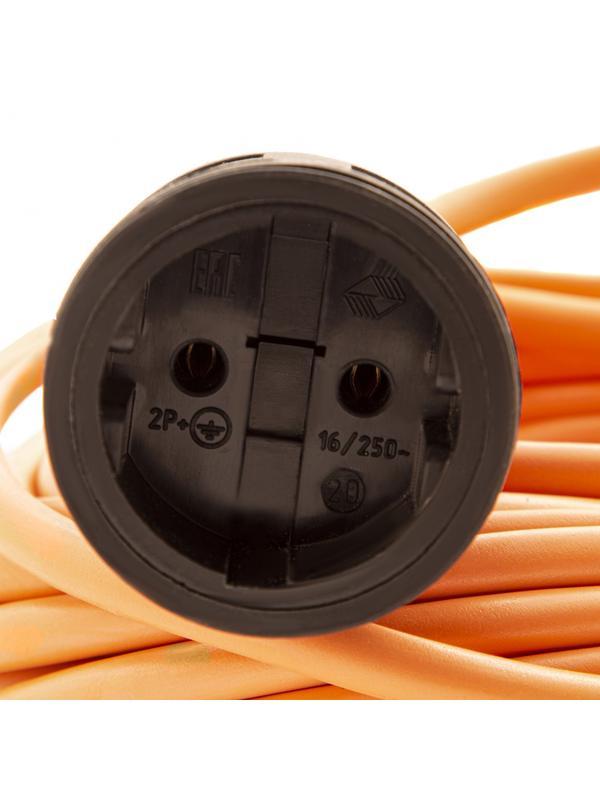 Удлинитель-шнур силовой 30 м, 16А, тип УХ16, ПВС, усиленный, 1 розетка без заземления Сибртех