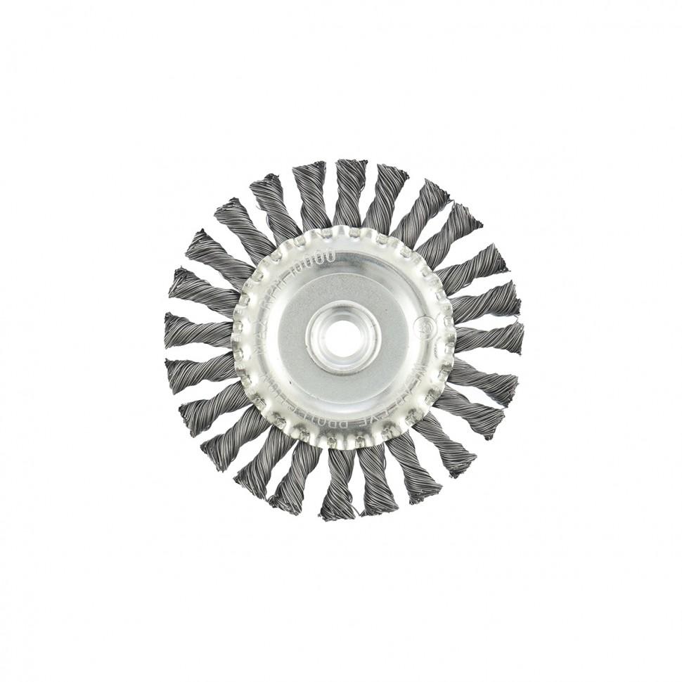 Щетка для УШМ 125 мм, М14, плоская, крученая проволока 0.5 мм Matrix