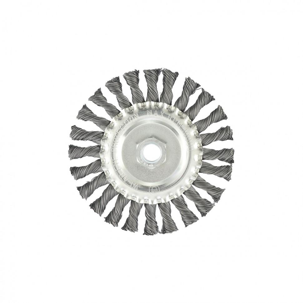 Щетка для УШМ 125 мм, М14, плоская, крученая проволока 0.5 мм Matrix