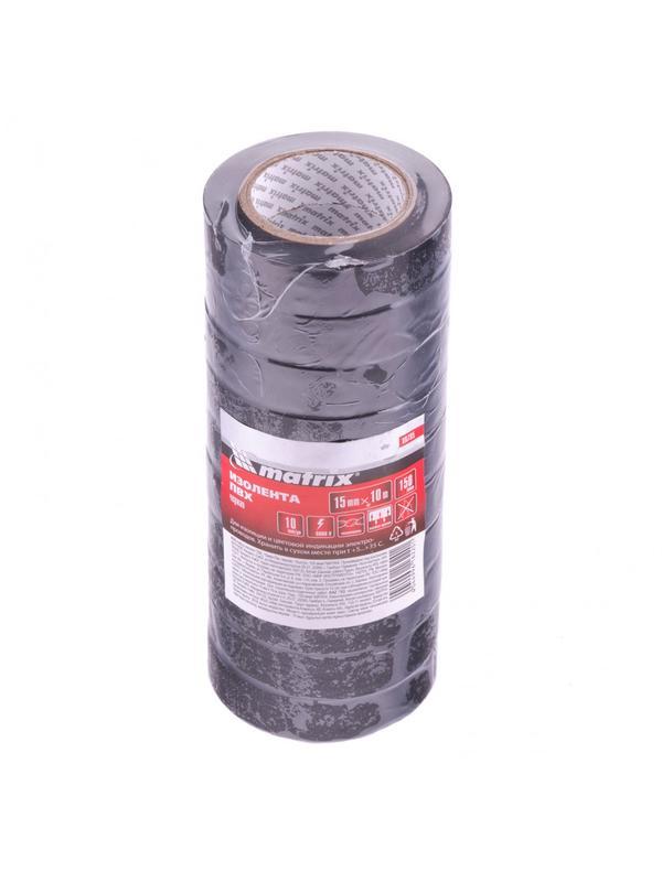 Набор изолент ПВХ 15 мм х 10 м, черная, в упаковке 10 шт, 150 мкм Matrix
