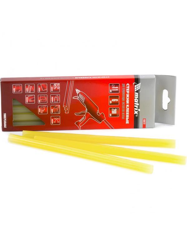 Стержни клеевые, желтый, 11 х 200 мм, в упаковке 6 шт Matrix