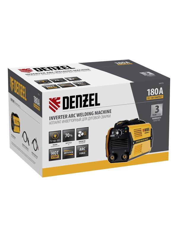 Аппарат инверторный дуговой сварки DS-180 Compact, 180 А, ПВ 70%, диаметр электрода 1.6-4 мм Denzel