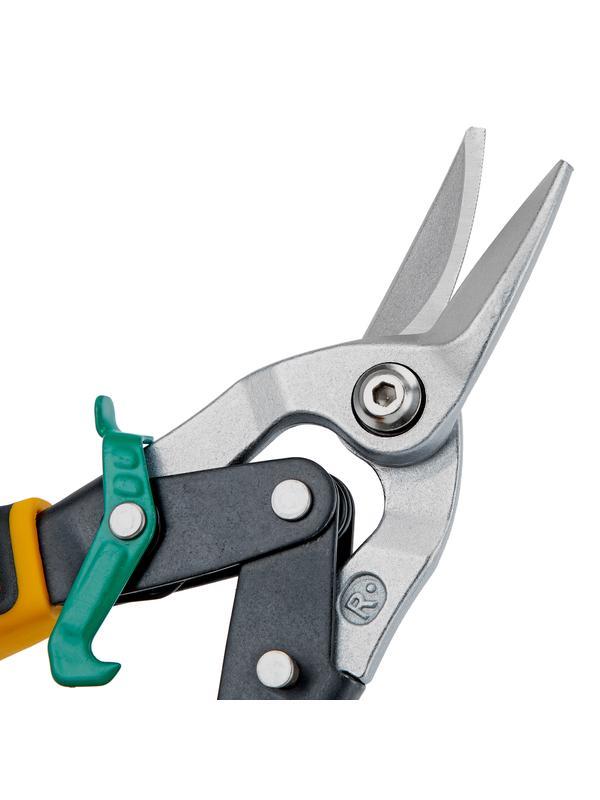 Ножницы по металлу, 270 мм, прямой и правый рез, сталь-СrMo, трехкомпонентные рукоятки Denzel