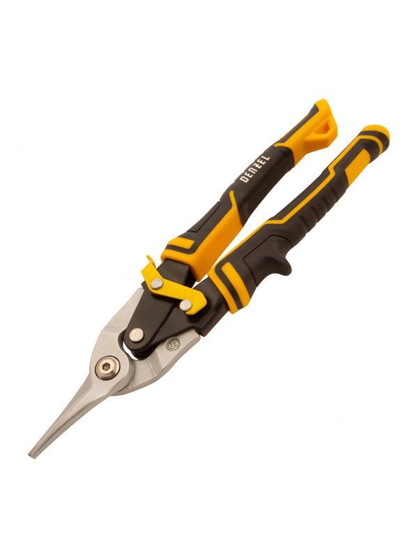 Ножницы по металлу, 270 мм, прямой рез, сталь-CrMo, трехкомпонентные рукоятки Denzel