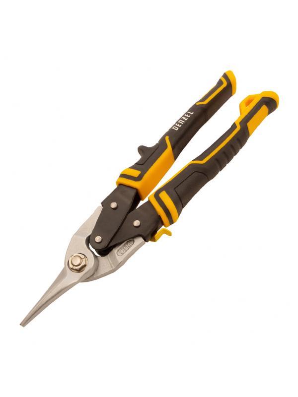 Ножницы по металлу, 270 мм, прямой рез, сталь-CrMo, трехкомпонентные рукоятки Denzel