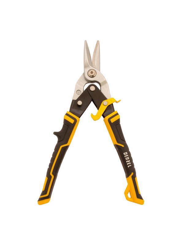 Ножницы по металлу, 270 мм, прямой рез, сталь-CrMo, трехкомпонентные рукоятки Denzel