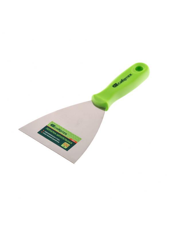 Шпательная лопатка из нержавеющей стали, 100 мм, пластмассовая ручка Сибртех