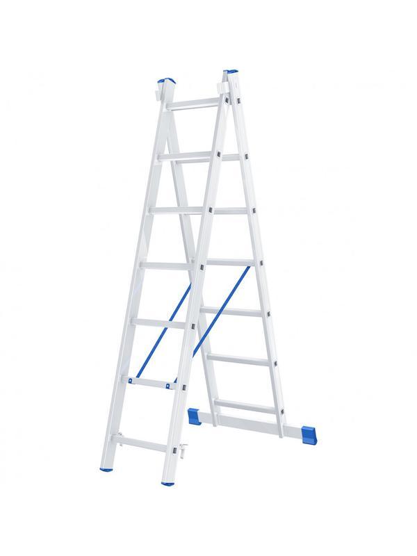 Лестница, 2 х 7 ступеней, алюминиевая, двухсекционная, Россия, Сибртех