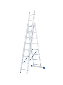 Лестница, 3 х 8 ступеней, алюминиевая, трехсекционная, Россия, Сибртех