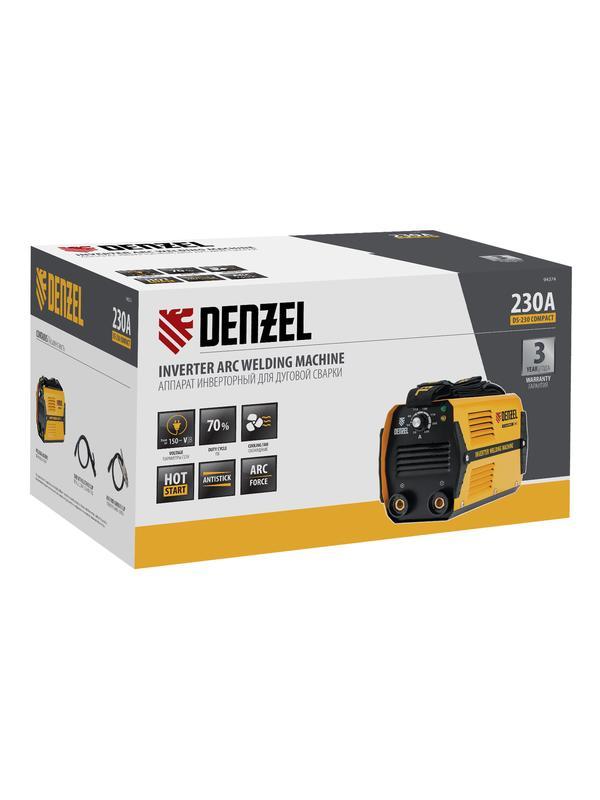 Аппарат инверторный дуговой сварки DS-230 Compact, 230 А, ПВ 70%, диаметр электрода 1.6-5 мм Denzel