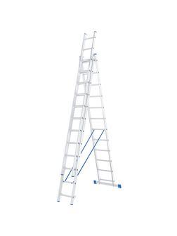 Лестница, 3 х 12 ступеней, алюминиевая, трехсекционная, Россия, Сибртех