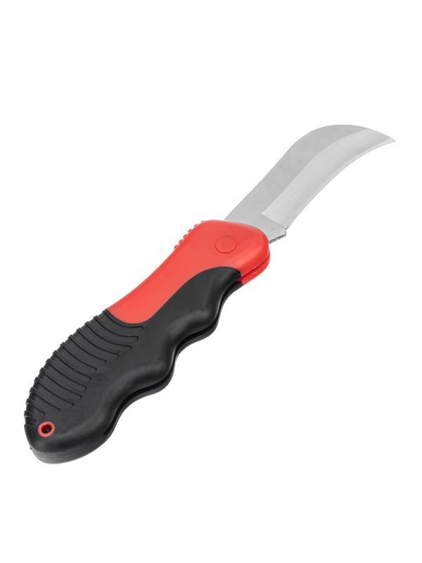 Нож электрика, складной, изогнутое лезвие, эргономичная двухкомпонентная рукоятка Matrix