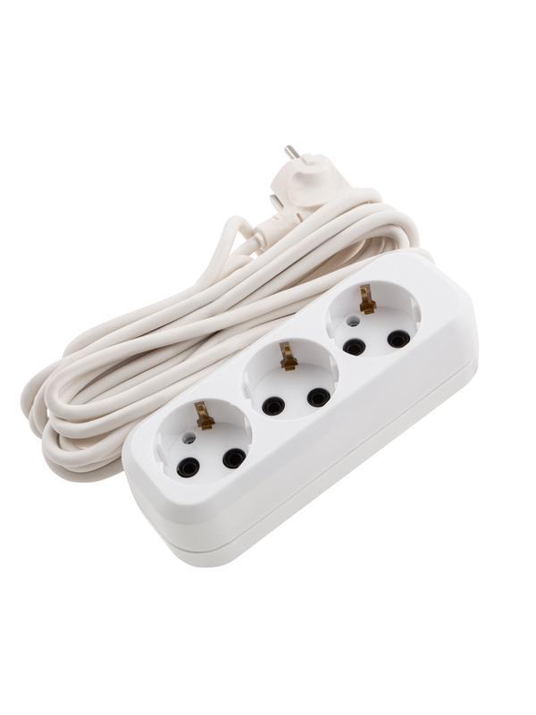 Удлинитель бытовой 5 м, 10A, тип УХз10, с заземлением, 3 розетки Сибртех