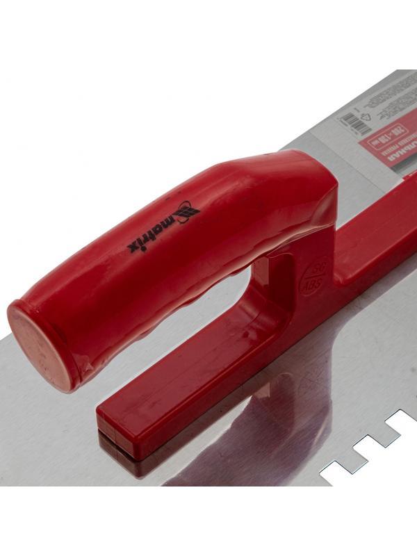 Гладилка из нержавеющей стали, 280 х 130 мм, зеркальная полировка, пластмассовая ручка, зуб 8 х 8 мм Matrix