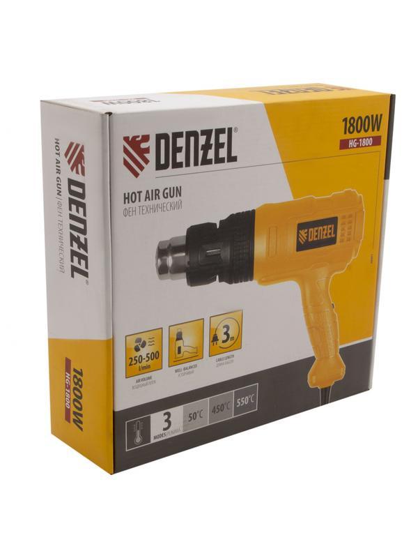 Фен технический HG-1800, 1800 Вт, 3 режима Denzel