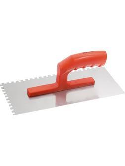 Гладилка стальная, 280 х 130 мм, зеркальная полировка, пластмассовая ручка, зуб 6 х 6 мм Matrix