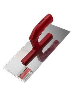 Гладилка из нержавеющей стали, 280 х 130 мм, зеркальная полировка, пластмассовая ручка, зуб 4 х 4 мм Matrix