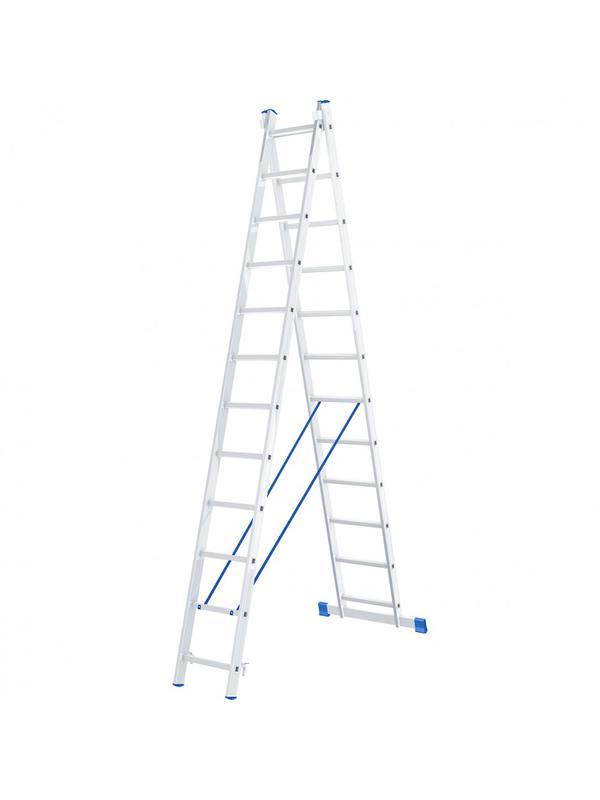 Лестница, 2 х 12 ступеней, алюминиевая, двухсекционная, Россия, Сибртех