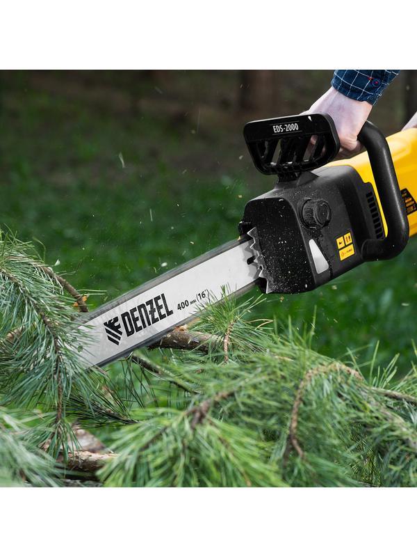 Пила цепная электрическая EDS-2000, 2 кВт,продольная, шина 40 см, шаг 3/8, паз 1.3 мм, 56 звеньев Denzel