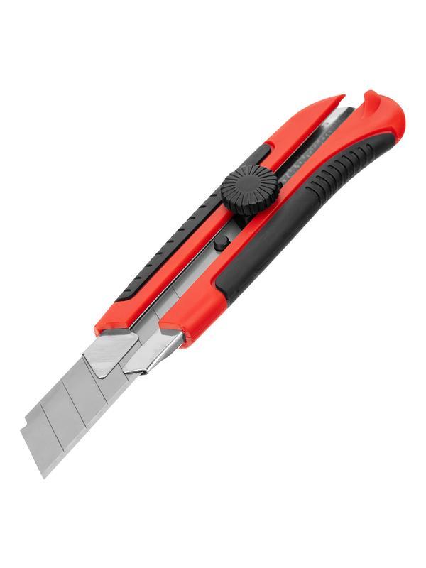 Нож, 25 мм, выдвижное лезвие, металлическая направляющая, двухкомпонентный корпус, винтовой фиксатор, с магнитом Matrix