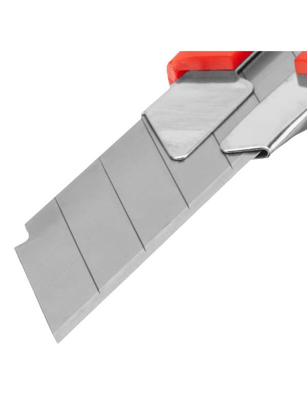 Нож, 25 мм, выдвижное лезвие, металлическая направляющая, двухкомпонентный корпус, винтовой фиксатор, с магнитом Matrix