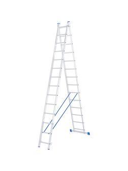 Лестница, 2 х 14 ступеней, алюминиевая, двухсекционная, Россия, Сибртех