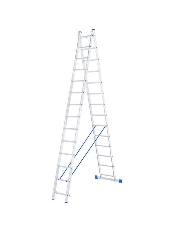 Лестница, 2 х 14 ступеней, алюминиевая, двухсекционная, Россия, Сибртех