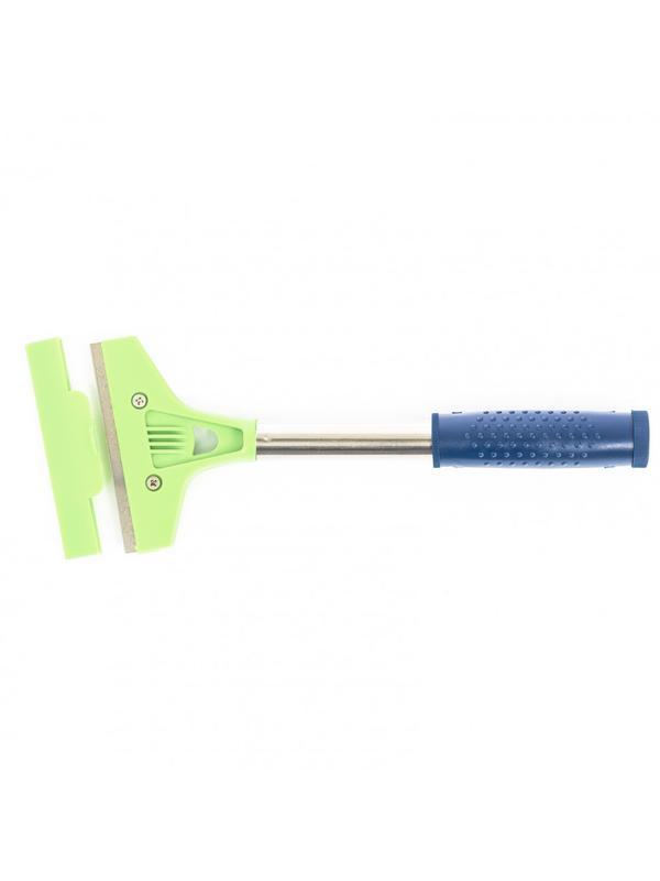 Скребок, фиксированное лезвие, 100 мм, металлическая обрезиненная ручка, 300 мм Сибртех