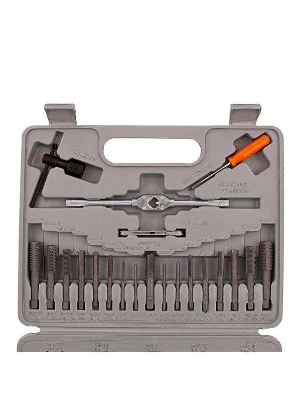 Набор метчиков и плашек М3-М12, плашко-метчикодержатель, 40 предметов, пластиковый бокс Sparta