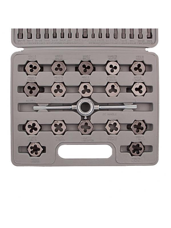 Набор метчиков и плашек М3-М12, плашко-метчикодержатель, 40 предметов, пластиковый бокс Sparta