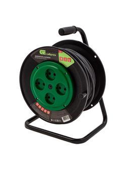Удлинитель силовой 30 м, 16А, тип УХ10, ПВС, усиленный, на кабельной катушке, 4 розетки без заземления Сибртех