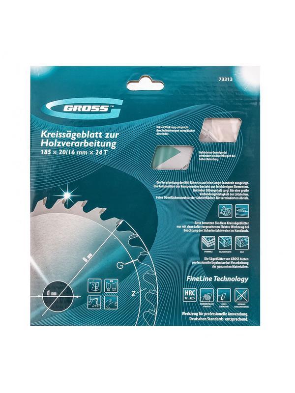 Пильный диск по дереву 185 x 20/16 x 24Т Gross