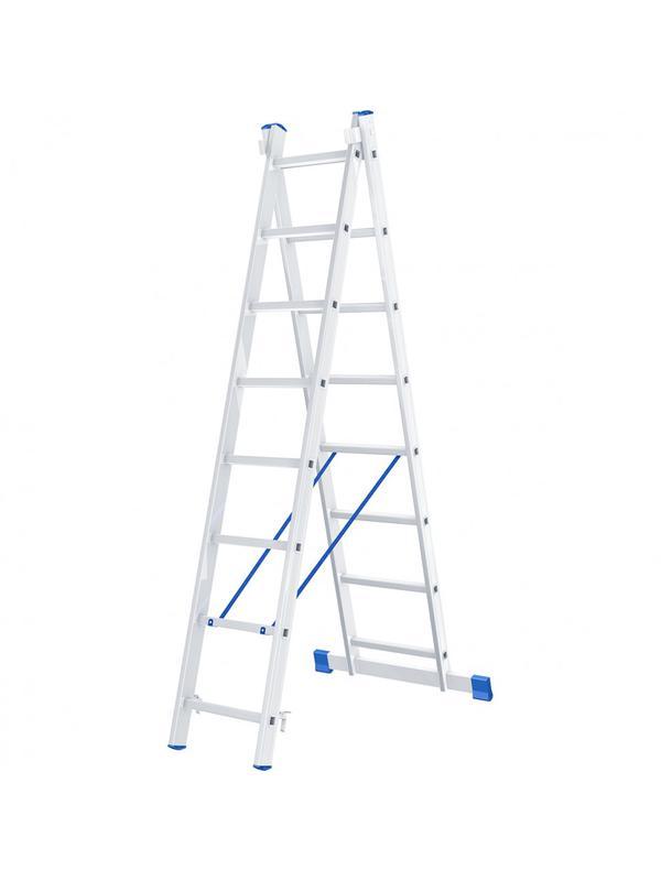 Лестница, 2 х 8 ступеней, алюминиевая, двухсекционная, Россия, Сибртех