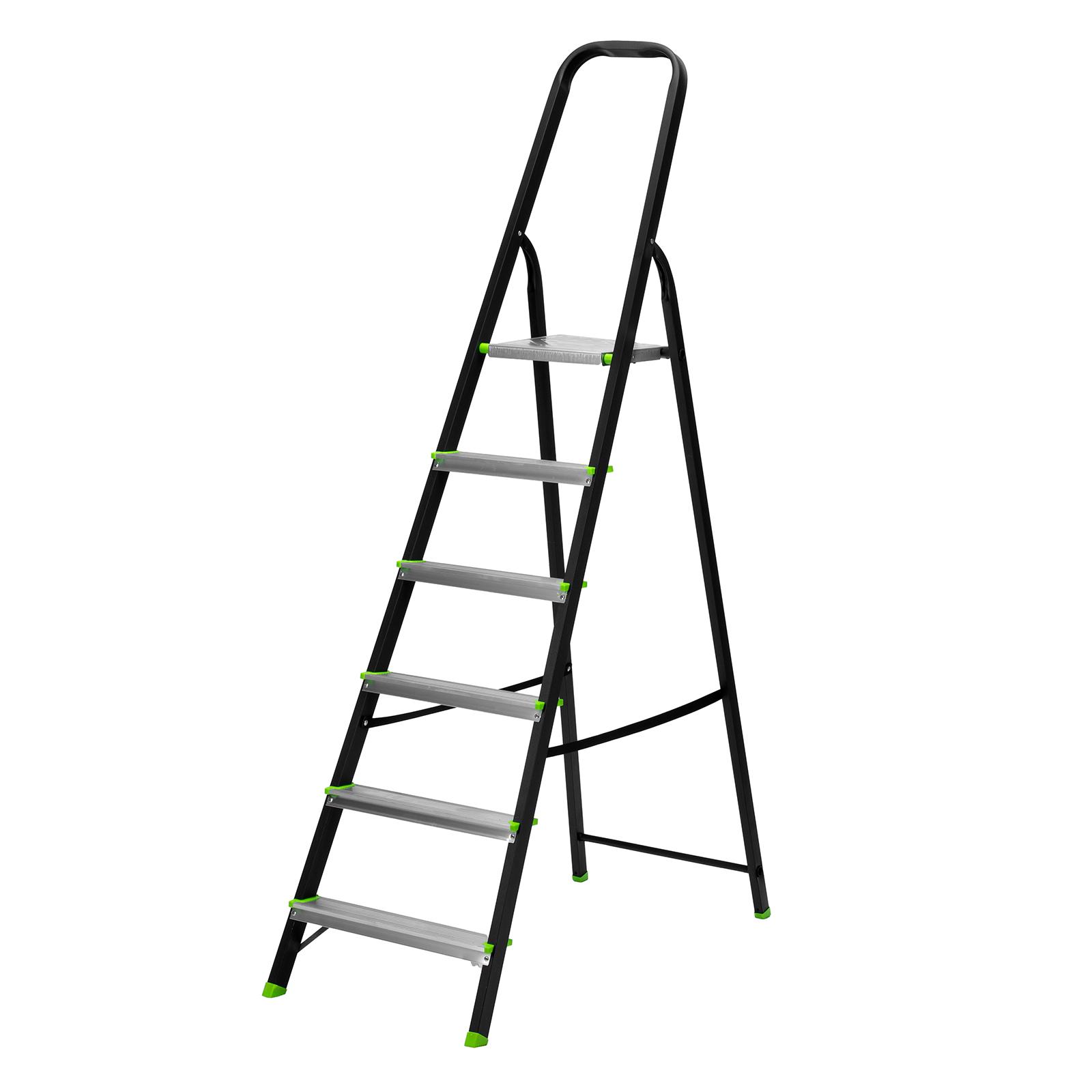 Стремянка, 6 ступеней, стальной профиль, алюминиевые ступени Россия Сибртех