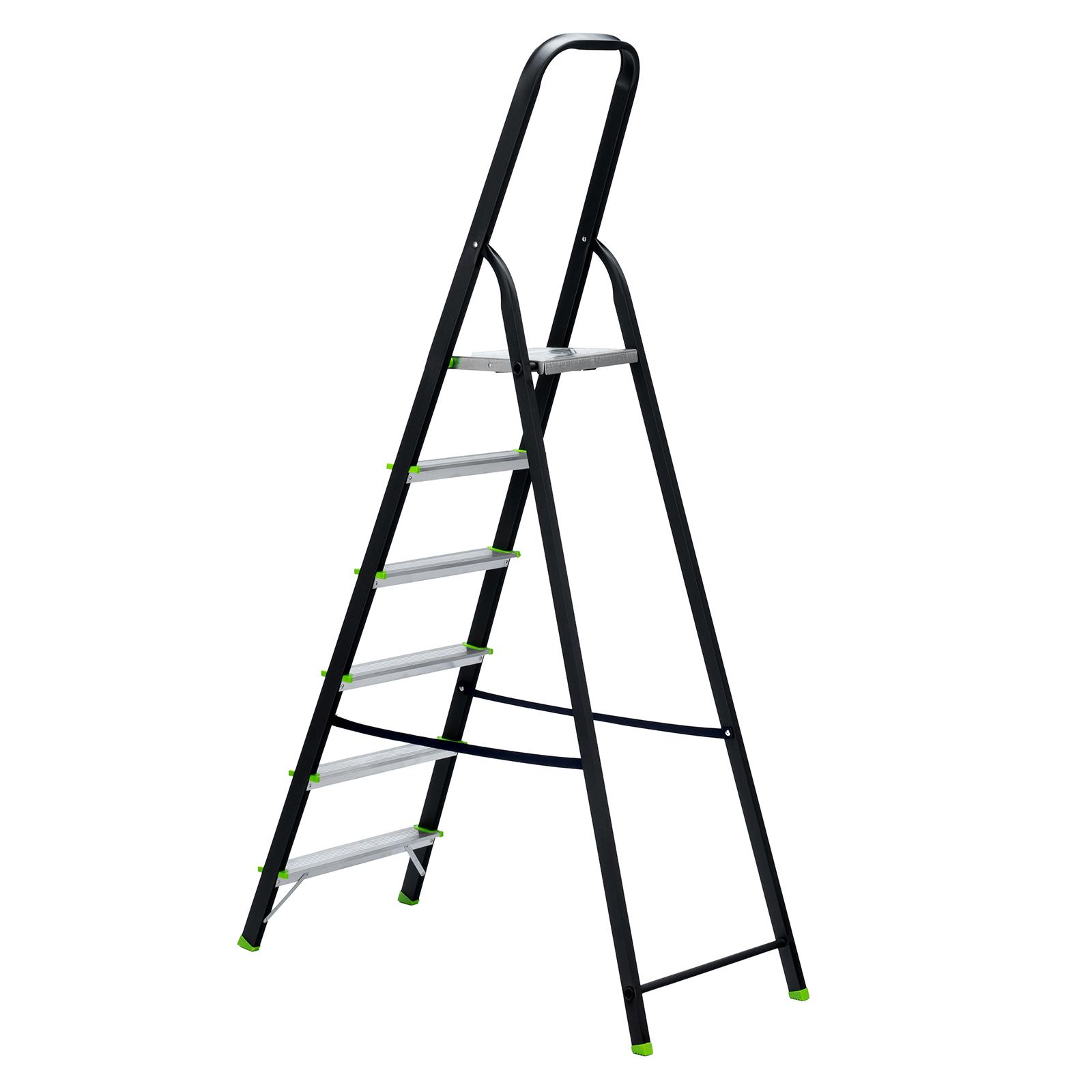 Стремянка, 6 ступеней, стальной профиль, алюминиевые ступени Россия Сибртех