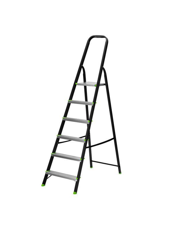 Стремянка, 6 ступеней, стальной профиль, алюминиевые ступени Россия Сибртех