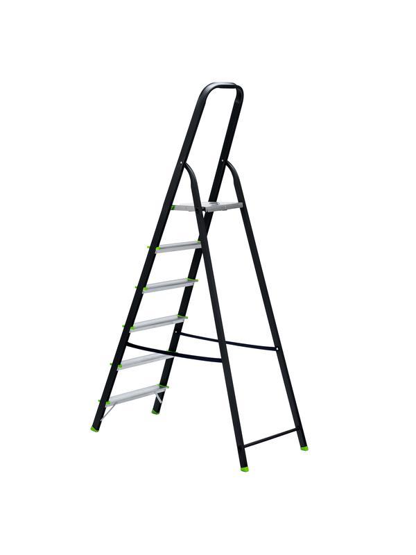 Стремянка, 6 ступеней, стальной профиль, алюминиевые ступени Россия Сибртех