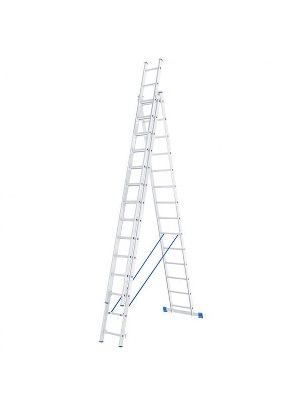 Лестница, 3 х 14 ступеней, алюминиевая, трехсекционная, Россия, Сибртех