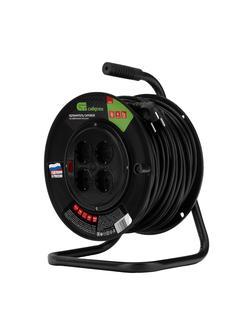 Удлинитель силовой на кабельной катушке, ПВС, 50 м, 4 розетки, 16А, тип УХз16, Россия Сибртех