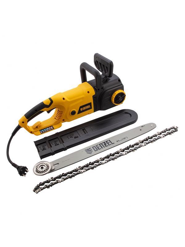 Пила цепная электрическая EDS-2200, 2.2 кВт,продольная, шина 45 см, шаг 3/8, паз 1.3 мм, 62 звена Denzel