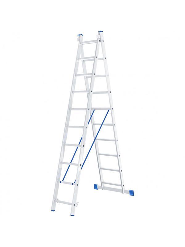 Лестница, 2 х 10 ступеней, алюминиевая, двухсекционная, Россия, Сибртех