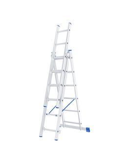 Лестница, 3 х 6 ступеней, алюминиевая, трехсекционная, Россия, Сибртех