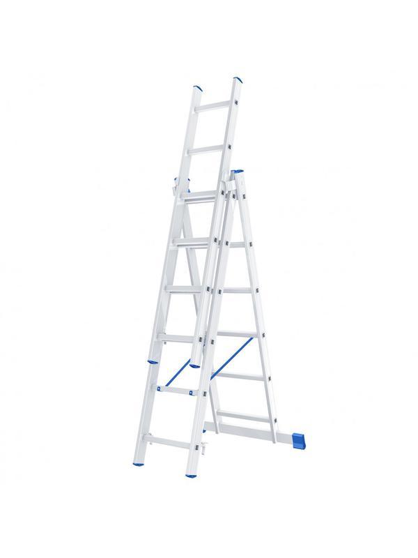 Лестница, 3 х 6 ступеней, алюминиевая, трехсекционная, Россия, Сибртех
