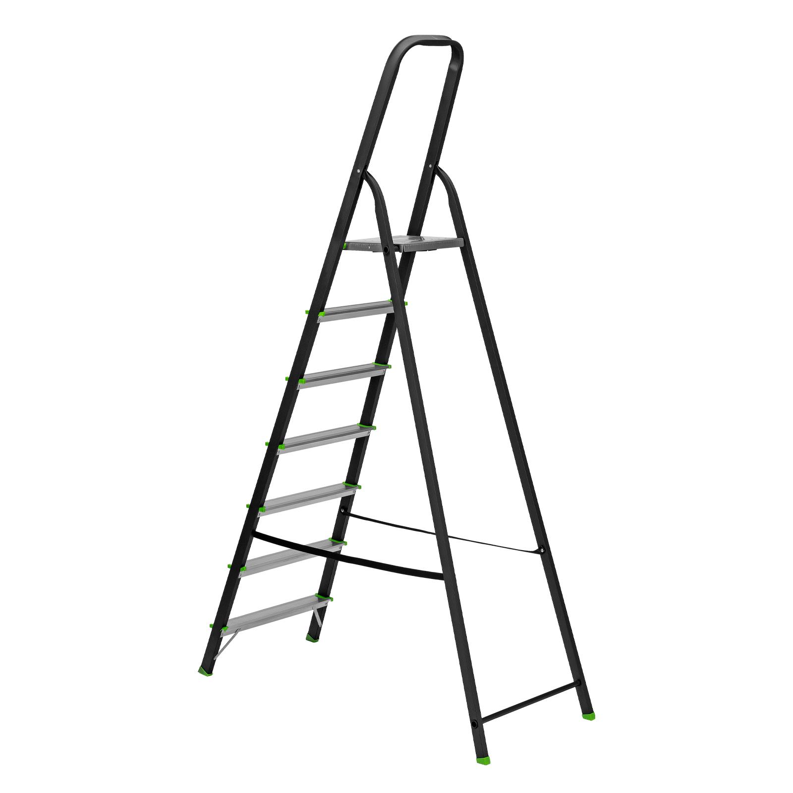 Стремянка, 7 ступеней, стальной профиль, алюминиевые ступени Россия Сибртех