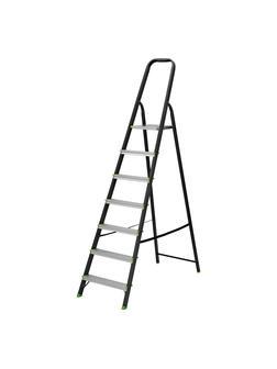 Стремянка, 7 ступеней, стальной профиль, алюминиевые ступени Россия Сибртех